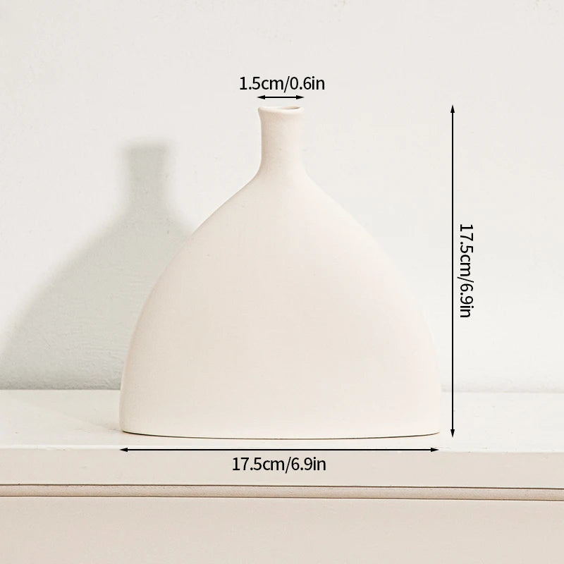 Vase Arche dôme en céramique crème, 17,5 cm