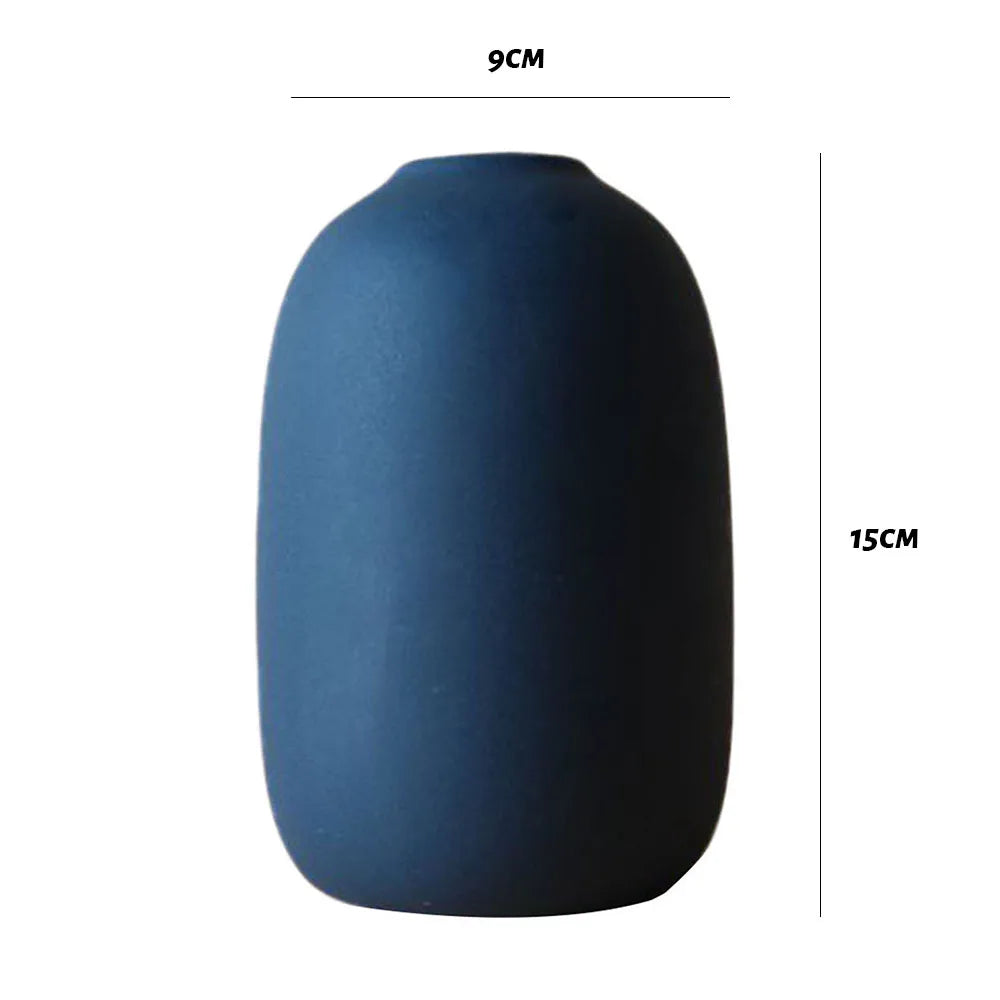 Dimensions du vase Sienne galet bleu nuit, 15 cm de haut et 9 cm de large